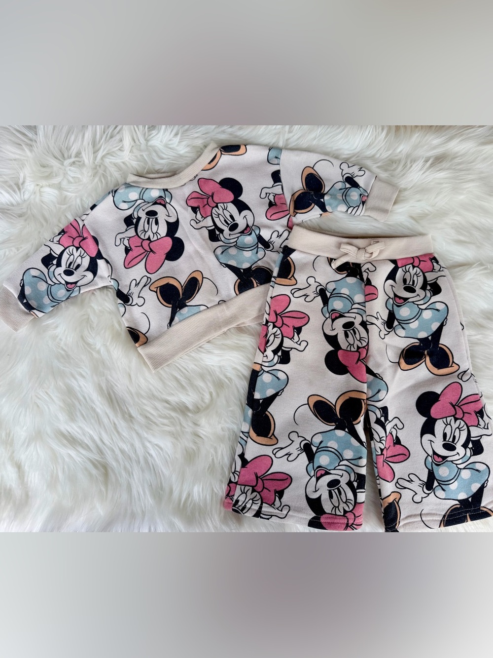 Minnie Mouse Print Sweat Set w/Flared Leg Pants 12 months